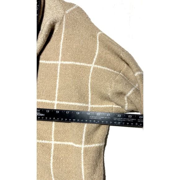 LUMIÈRE Anthropologie Sweater Women's Tan Windowpane Pullover Size Medium - Picture 5 of 6
